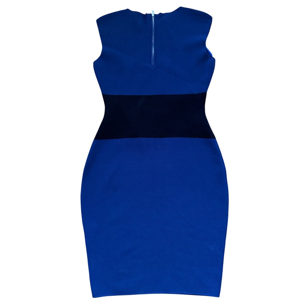 Milly Navy‎ Black Colorblock Bandage Bodycon Sheath Dress Exposed Zip - Picture 2 of 4